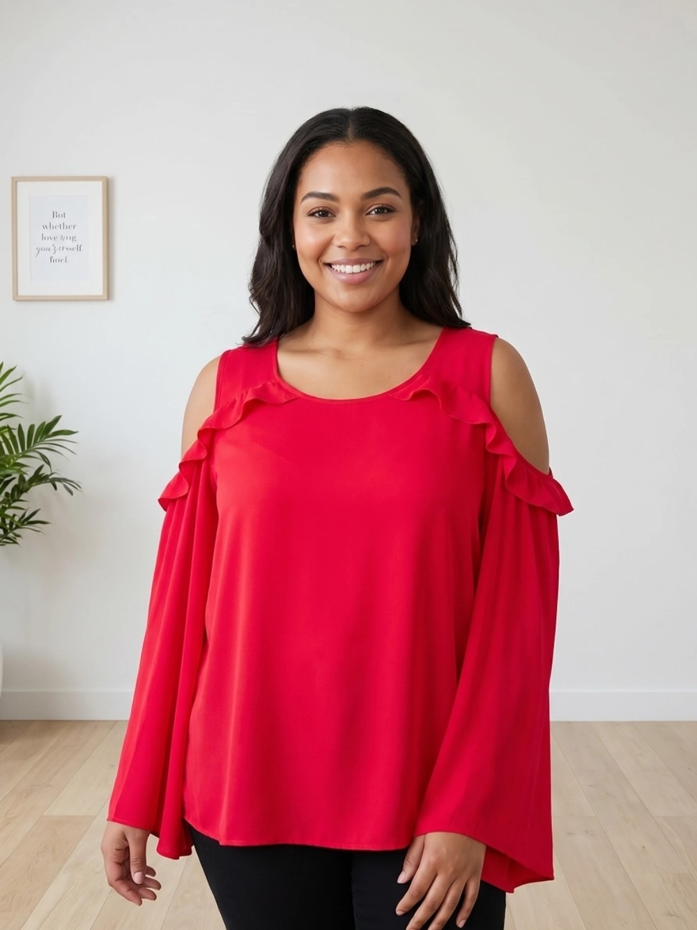 LANE BRYANT OPEN SHOULDER RUFFLE TOP SZ 24